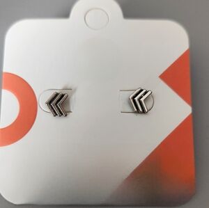 Silver Chevron Stud Earrings